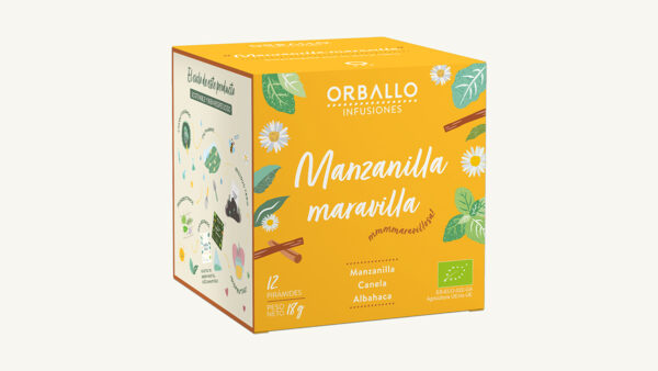 Manzanilla Maravilla: Infusión ecológica y vegana de manzanilla, canela y albahaca